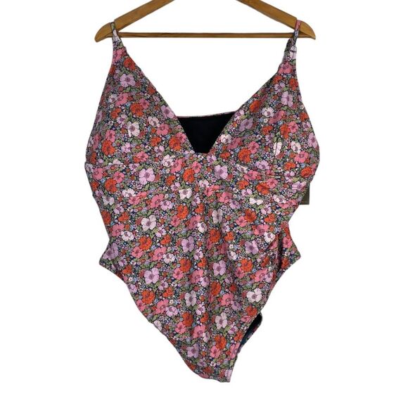 J Crew Liberty Fabrics Plunge One Piece Swimsuit in Meadow Song Size 22 NEW - Picture 2 of 9